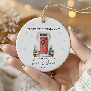 Persoonlijke eerste kerst in ons nieuwe huis keramisch ornament