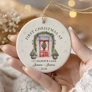 Persoonlijke eerste kerst in ons nieuwe huis keramisch ornament