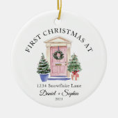 Persoonlijke eerste kerst in ons nieuwe huis keramisch ornament (Voorkant)