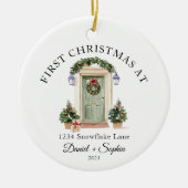 Persoonlijke eerste kerst in ons nieuwe huis keramisch ornament (Voorkant)