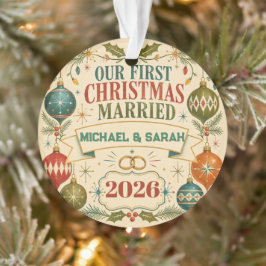 Persoonlijke Eerste Kerst Mis 2026 Retro Ornament