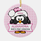 Persoonlijke eerste kerst pinguïn voor de baby keramisch ornament (Voorkant)