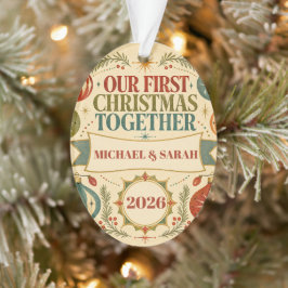 Persoonlijke eerste kerst samen 2026 Retro Ornament