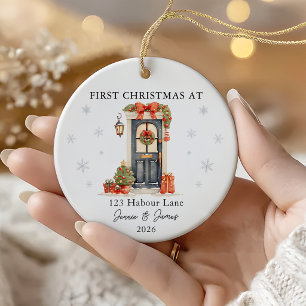 Persoonlijke eerste kerst samen in nieuw huis keramisch ornament