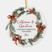 Persoonlijke eerste kerst samen keramisch ornament (Voorkant)