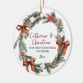Persoonlijke eerste kerst samen keramisch ornament (Links)