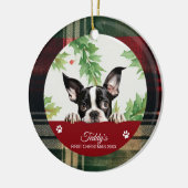 Persoonlijke eerste kerst van Boston Terrier Keramisch Ornament (Links)