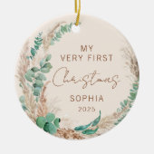 Persoonlijke eerste kerst van de baby Boho Keramisch Ornament (Voorkant)