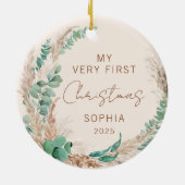 Persoonlijke eerste kerst van de baby Boho Keramisch Ornament (Achterkant)