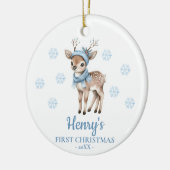 Persoonlijke eerste kerst van de baby herten keramisch ornament (Links)