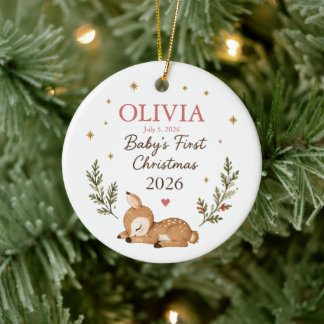 Persoonlijke eerste kerst van de baby keramisch ornament