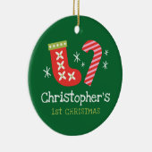 Persoonlijke eerste kerst van de baby keramisch ornament (Rechts)