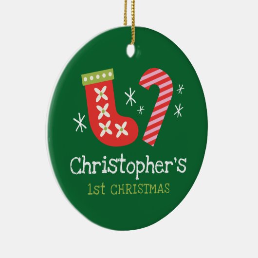 Persoonlijke eerste kerst van de baby keramisch ornament (Rechts)