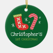 Persoonlijke eerste kerst van de baby keramisch ornament (Voorkant)