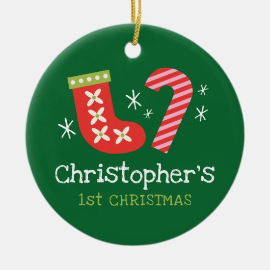 Persoonlijke eerste kerst van de baby keramisch ornament (Voorkant)