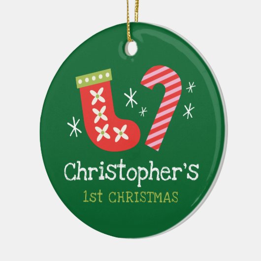 Persoonlijke eerste kerst van de baby keramisch ornament (Links)