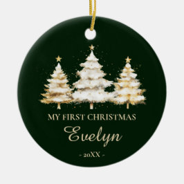 Persoonlijke eerste kerst van de baby keramisch ornament