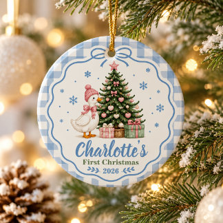 Persoonlijke eerste kerst van de baby keramisch ornament