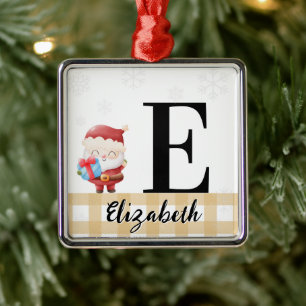 Persoonlijke eerste kerst van de baby met naam Ini Metalen Ornament