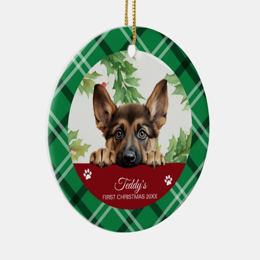 Persoonlijke eerste kerst van Duitse herder Keramisch Ornament (Rechts)