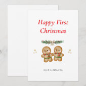 Persoonlijke eerste kerst van het koppel feestdagenkaart (Voorkant / Achterkant)