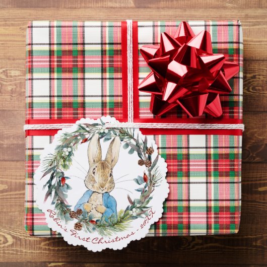 Persoonlijke eerste kerst van Peter Rabbit Ornament Kaart (Insitu (Geschenk))