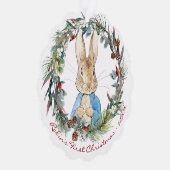 Persoonlijke eerste kerst van Peter Rabbit Ornament Kaart (Rechts)