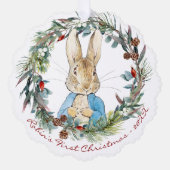 Persoonlijke eerste kerst van Peter Rabbit Ornament Kaart (Voorkant)