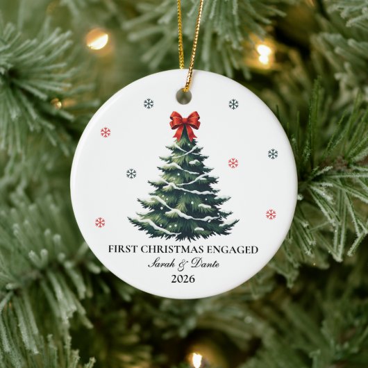 Persoonlijke Eerste Kerst Verlovings Ornament (Boom)