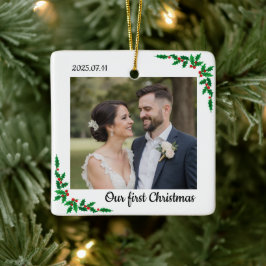 Persoonlijke eerste kerstboomornament voor koppel keramisch ornament