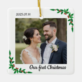 Persoonlijke eerste kerstboomornament voor koppel keramisch ornament