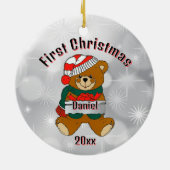 Persoonlijke Eerste Kerstboomversiering Keramisch Ornament (Achterkant)