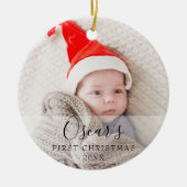 Persoonlijke eerste kerstfoto-Baby Naam Keramisch Ornament (Voorkant)
