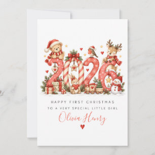 Persoonlijke eerste kerstkaart voor kleine meisje