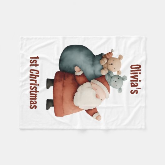 Persoonlijke eerste kerstman van de baby fleece deken (Voorkant (Horizontaal))
