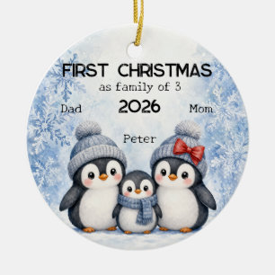 Persoonlijke Eerste Kerstmis als Familie van 3 Keramisch Ornament