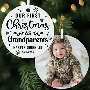 Persoonlijke Eerste Kerstmis Als Grootouders Foto Metalen Ornament