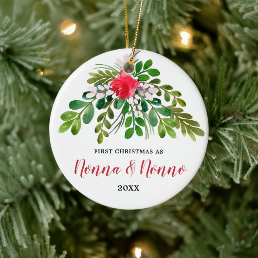 Persoonlijke Eerste Kerstmis als nonna nonno Itali Keramisch Ornament (Boom)