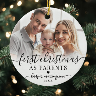 Persoonlijke Eerste Kerstmis Als Ouders Foto Keramisch Ornament