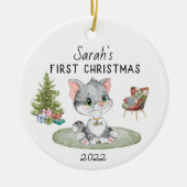 Persoonlijke Eerste Kerstmis baby Keramisch Ornament (Voorkant)