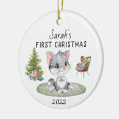 Persoonlijke Eerste Kerstmis baby Keramisch Ornament (Links)
