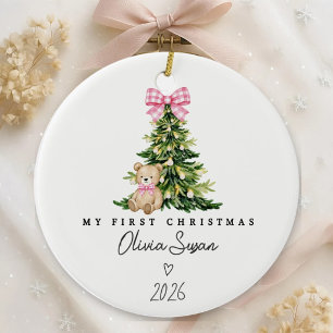 Persoonlijke Eerste Kerstmis Baby Naam Keramisch Ornament