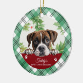 Persoonlijke eerste Kerstmis Boxer Keramisch Ornament (Links)
