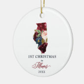Persoonlijke Eerste Kerstmis in Illinois State IL Keramisch Ornament (Links)