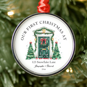 Persoonlijke Eerste Kerstmis in Ons Nieuwe Thuis Metalen Ornament