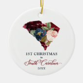 Persoonlijke Eerste Kerstmis in South Carolina Keramisch Ornament (Voorkant)