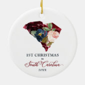 Persoonlijke Eerste Kerstmis in South Carolina Keramisch Ornament (Achterkant)