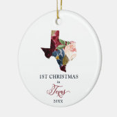 Persoonlijke Eerste Kerstmis in Texas State Floral Keramisch Ornament (Links)