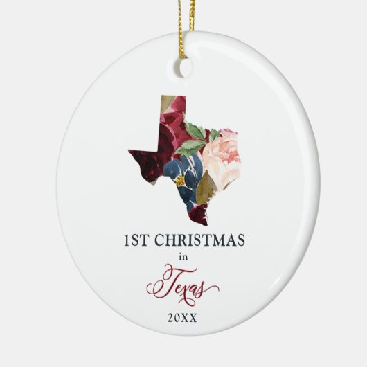 Persoonlijke Eerste Kerstmis in Texas State Floral Keramisch Ornament (Links)
