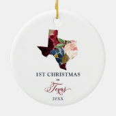 Persoonlijke Eerste Kerstmis in Texas State Floral Keramisch Ornament (Achterkant)